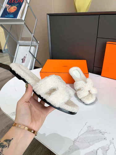 Hermes 21 New Teddy Mao Mao Slipper 35-40-07d90057